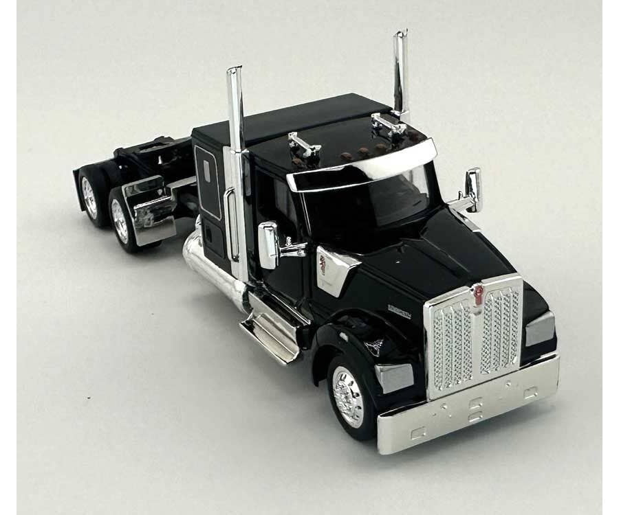 HO Logistics Replicas HO 990093 Kenworth 990 Flat-Top Sleeper-Cab Semi Tractor - Assembled - Black Cars & Trucks