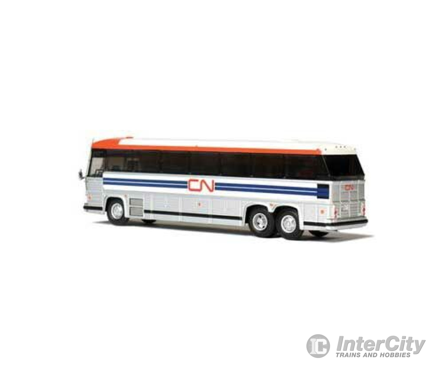 Iconic Replicas Ho 1984 Mci Mc-9 Motorcoach Bus - Assembled Canadian National (Silver White Blue