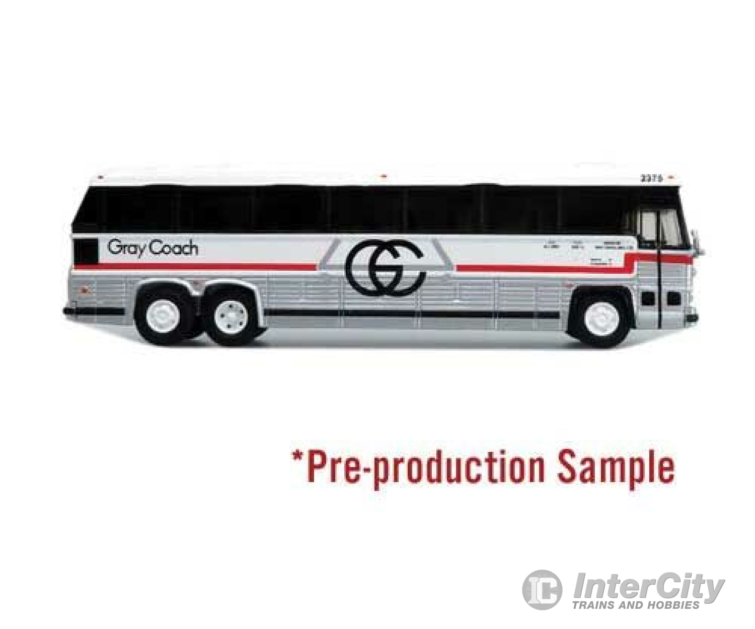 Iconic Replicas Ho 870330 1985 Mci Mc-9 Motorcoach Bus - Assembled -- Gray Coach (White Red Gray)