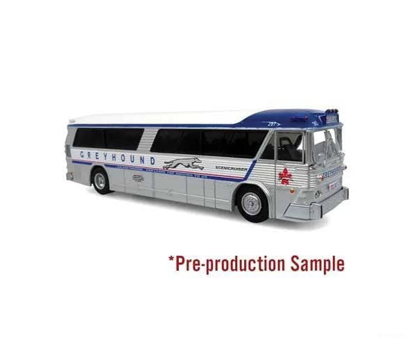Iconic Replicas HO 870629 1964 MCI MC-5A Coach Bus - Assembled - Greyhound Canada (silver white blue yellow) Cars &