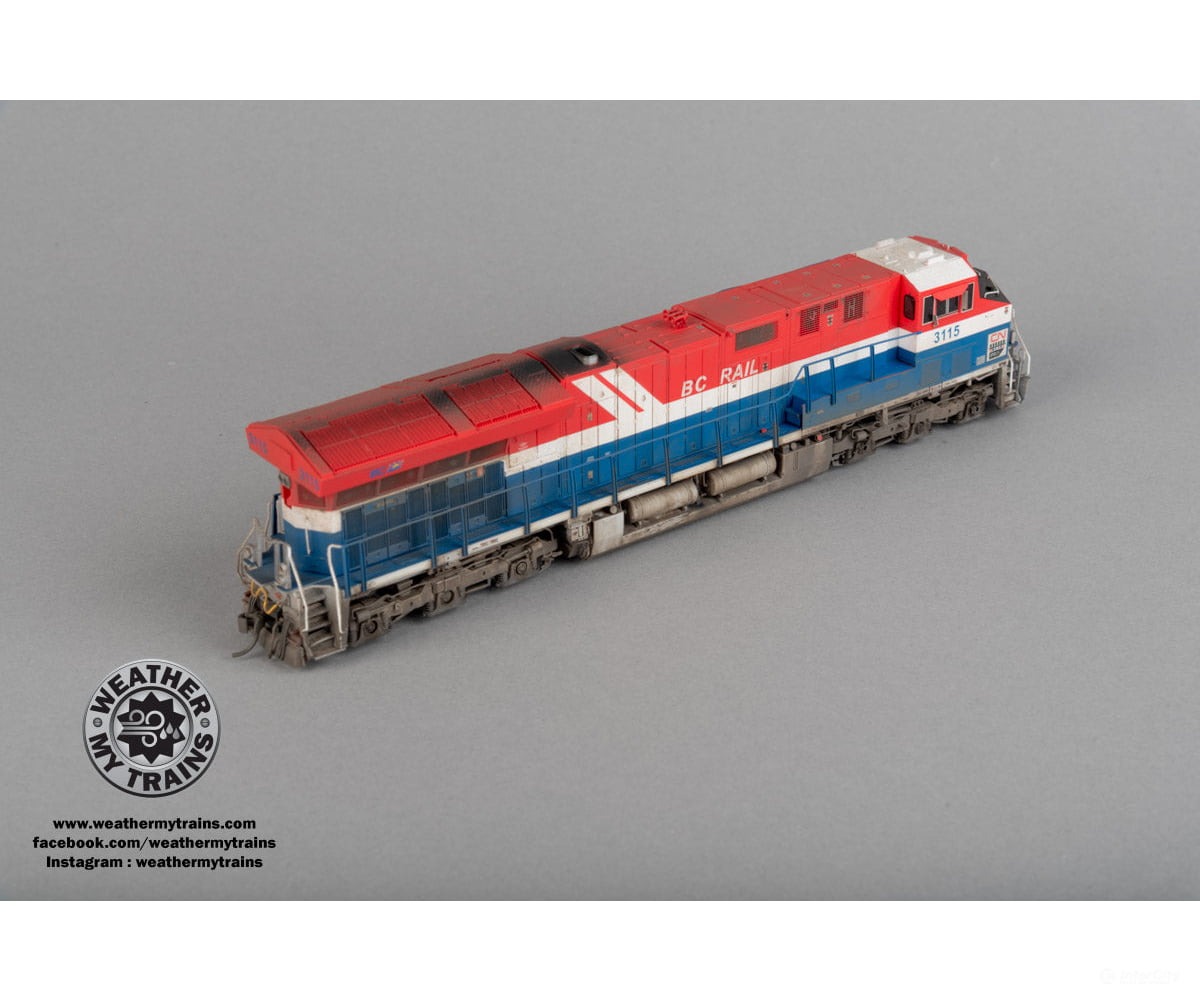 Intermountain 497110S HO Tier 4 Locomotive - CN Heritage BC Rail - DCC/Sound #3115 - Weathered by WEATHER MY TRAINS