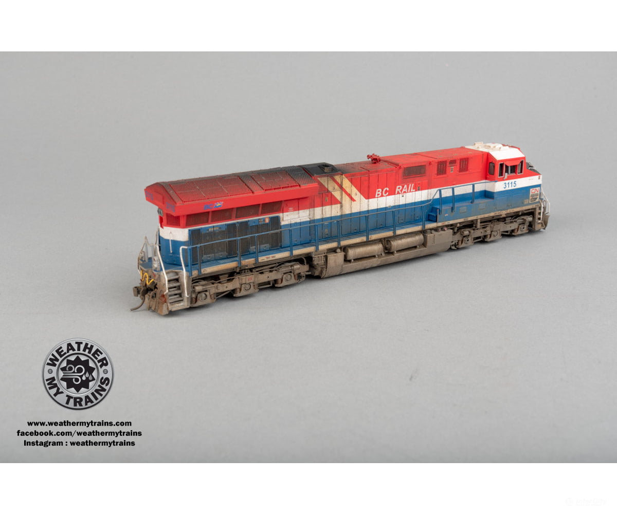 Intermountain 497110S HO Tier 4 Locomotive - CN Heritage BC Rail - ESU DCC/Sound #3115 - Weathered by WEATHER MY TRAINS