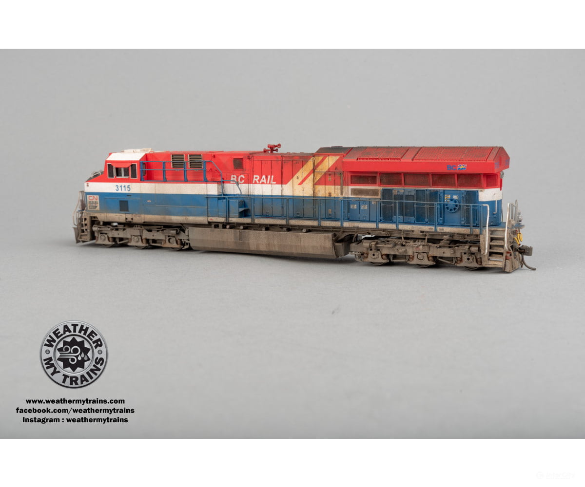 Intermountain 497110S HO Tier 4 Locomotive - CN Heritage BC Rail - ESU DCC/Sound #3115 - Weathered by WEATHER MY TRAINS