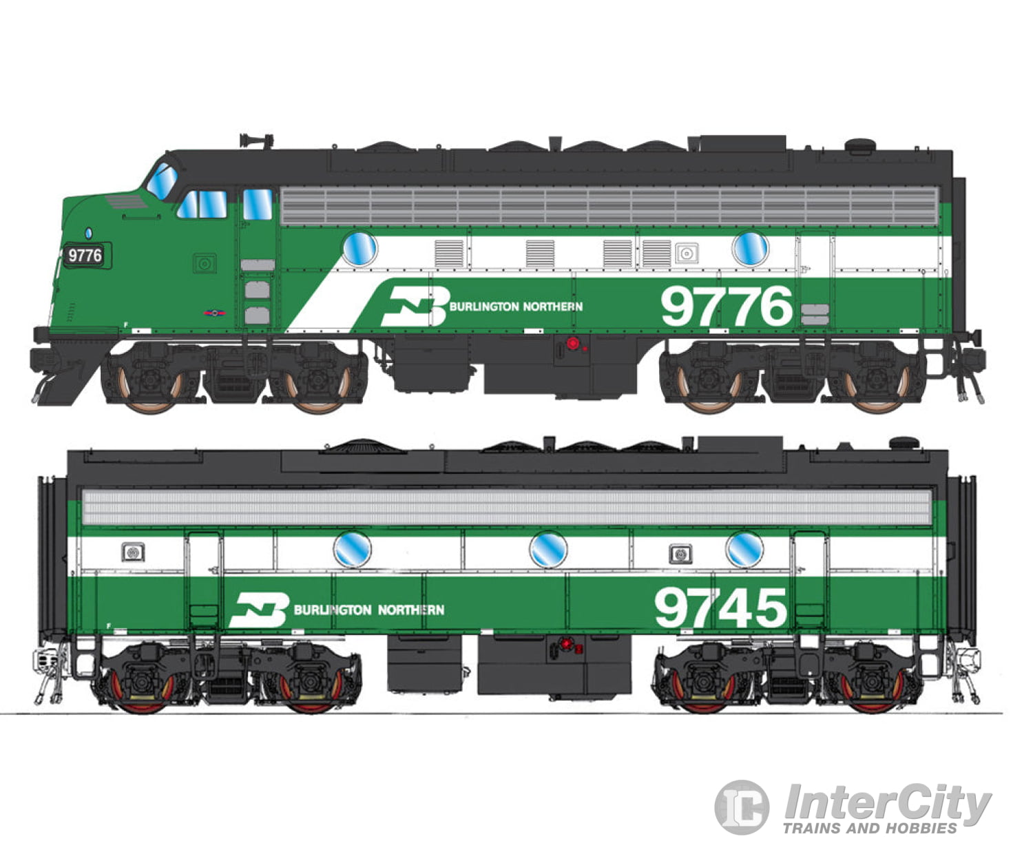 Intermountain 69748S-69248S N F7A + F7B Set Burlington Northern Hockey Stick #S 276A/281B - Sound