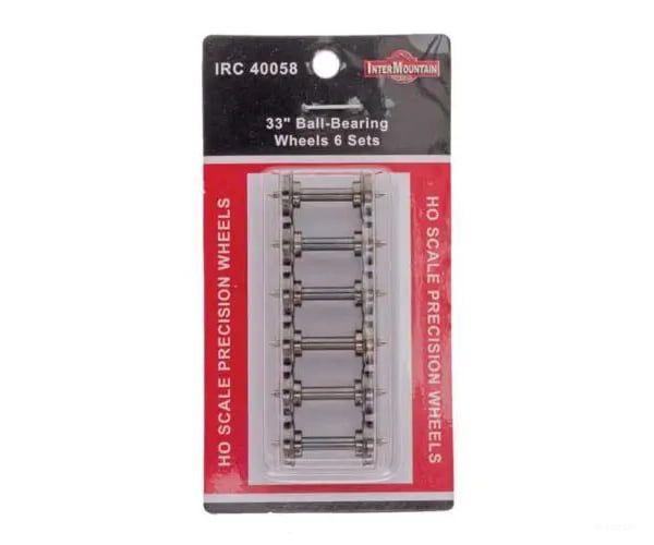 Intermountain Ho 40058 Blackened Brass Ball Bearing Insulated Wheel Sets Pkg(6) - 33’’ Couplers