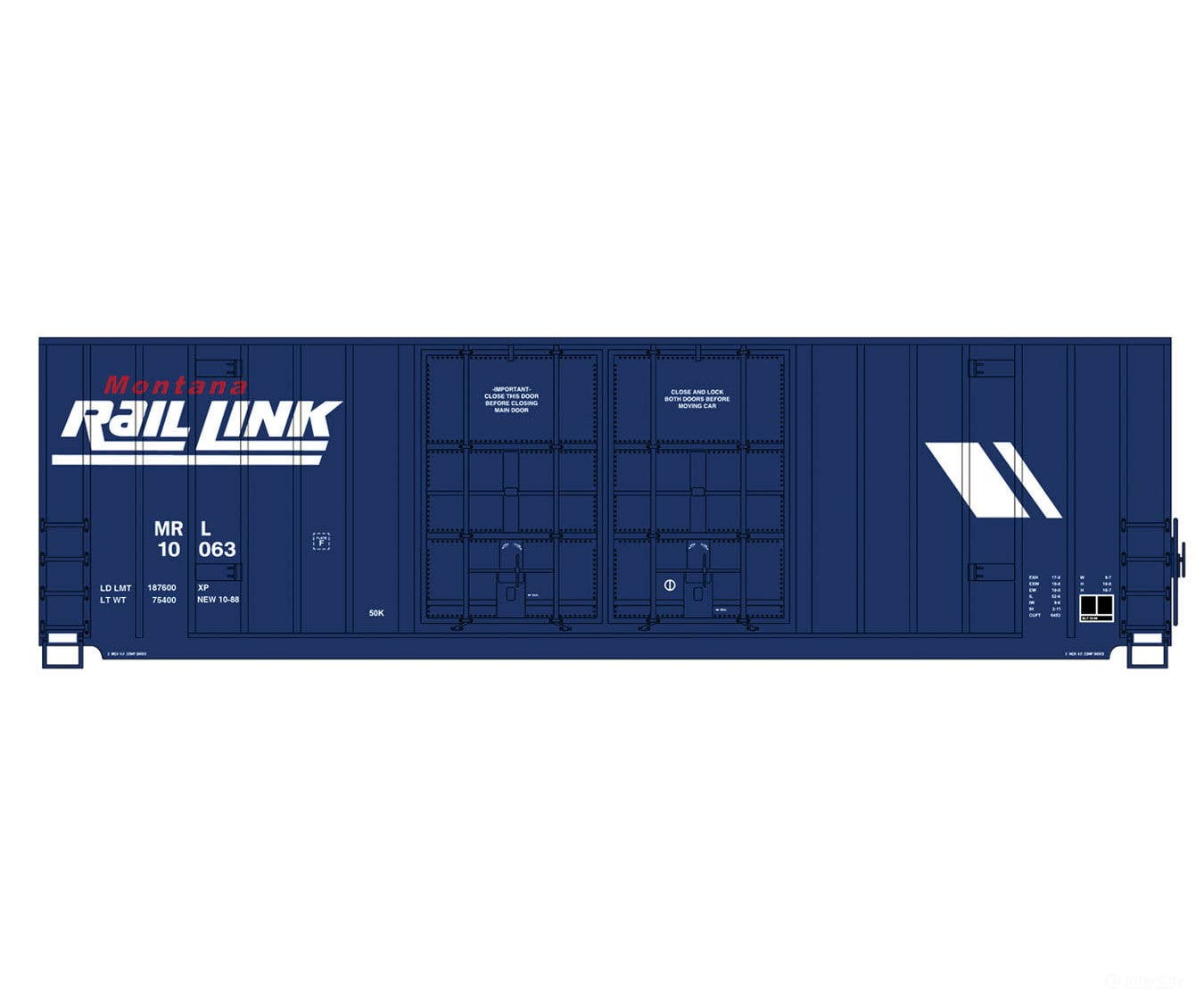 Intermountain HO 4131001 Gunderson 50’ Hi-Cube Double-Plug-Door Boxcar Modern Ends - Val - Montana Rail Link (blue