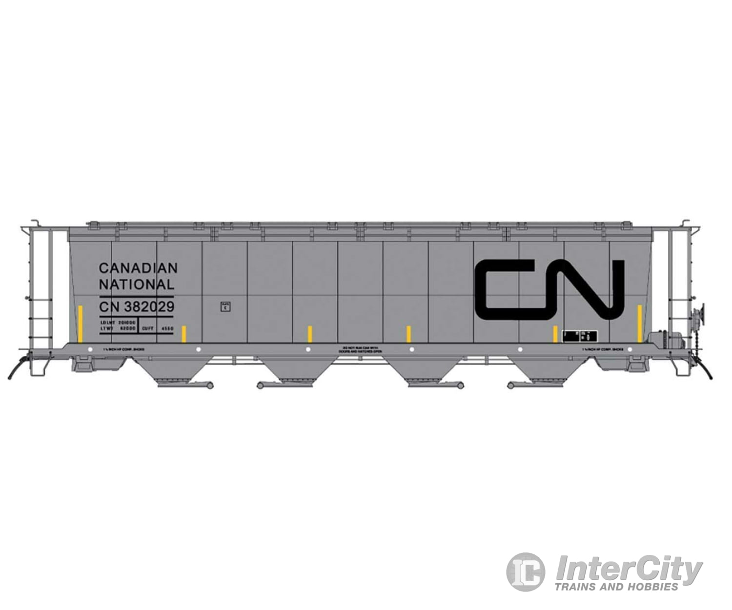 Intermountain Ho 45141 59’ 4-Bay Cylindrical Covered Hopper - Trough Hatch Version Cn Freight Cars