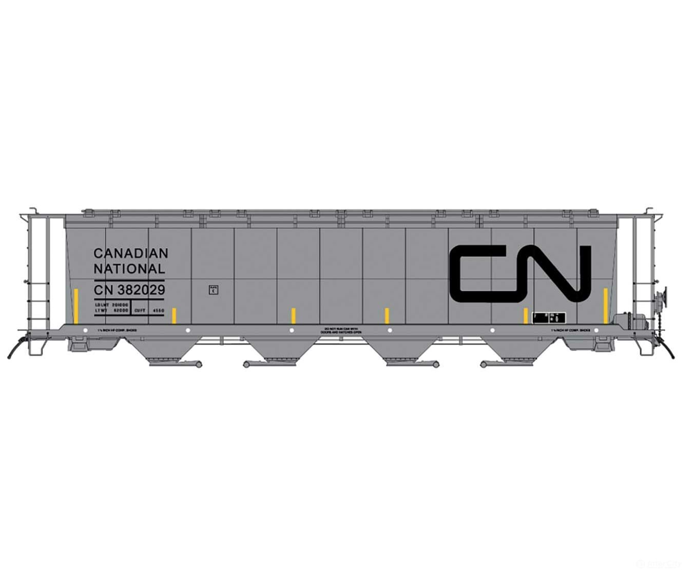 Intermountain Ho 45141 59’ 4-Bay Cylindrical Covered Hopper - Trough Hatch Version Cn Freight Cars