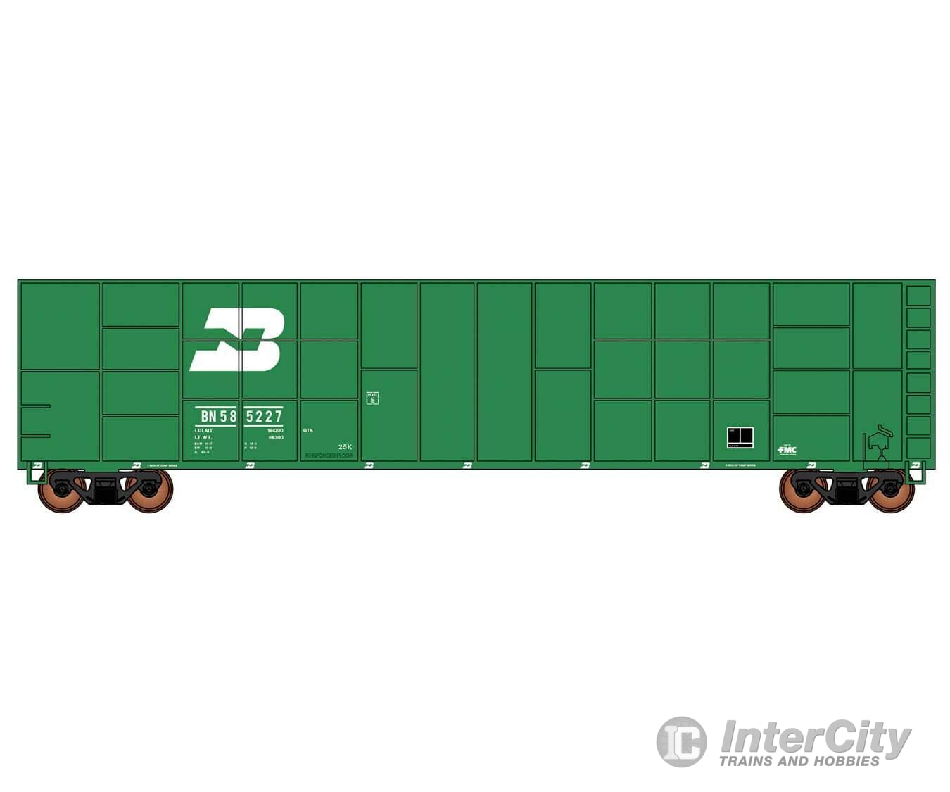 Intermountain HO 4523002 Gunderson-FMC Exterior-Post Wood Chip Gondola - Burlington Northern (1990s Scheme Cascade