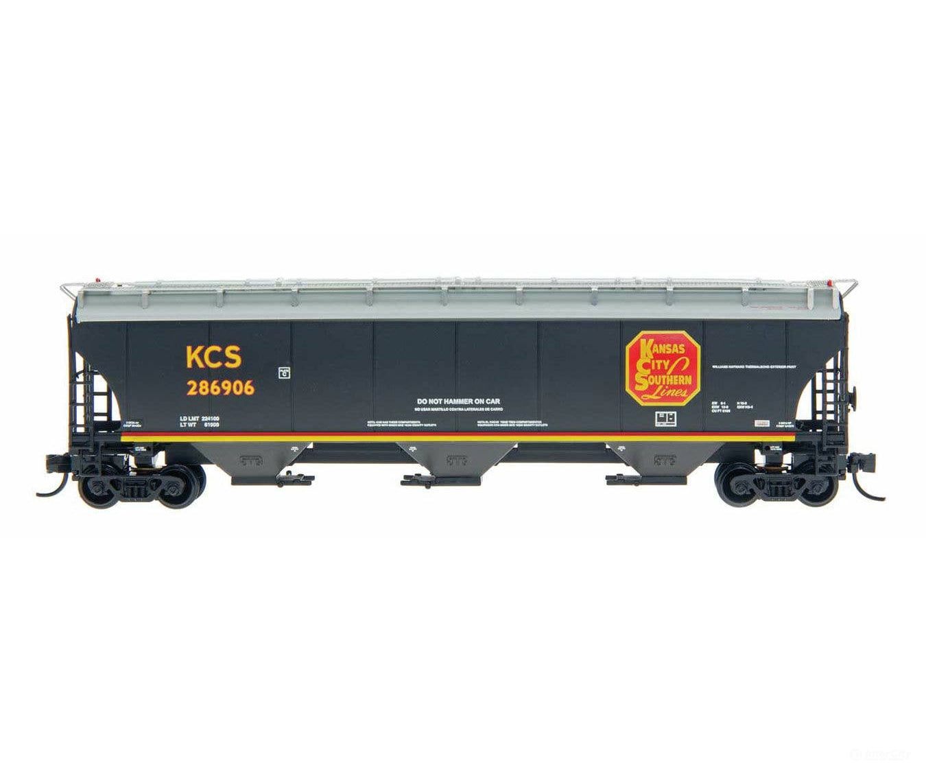 Intermountain HO 472137 Trinity 5161 Cubic Foot Covered Hopper - Kansas City Southern (black red gray yellow) Freight