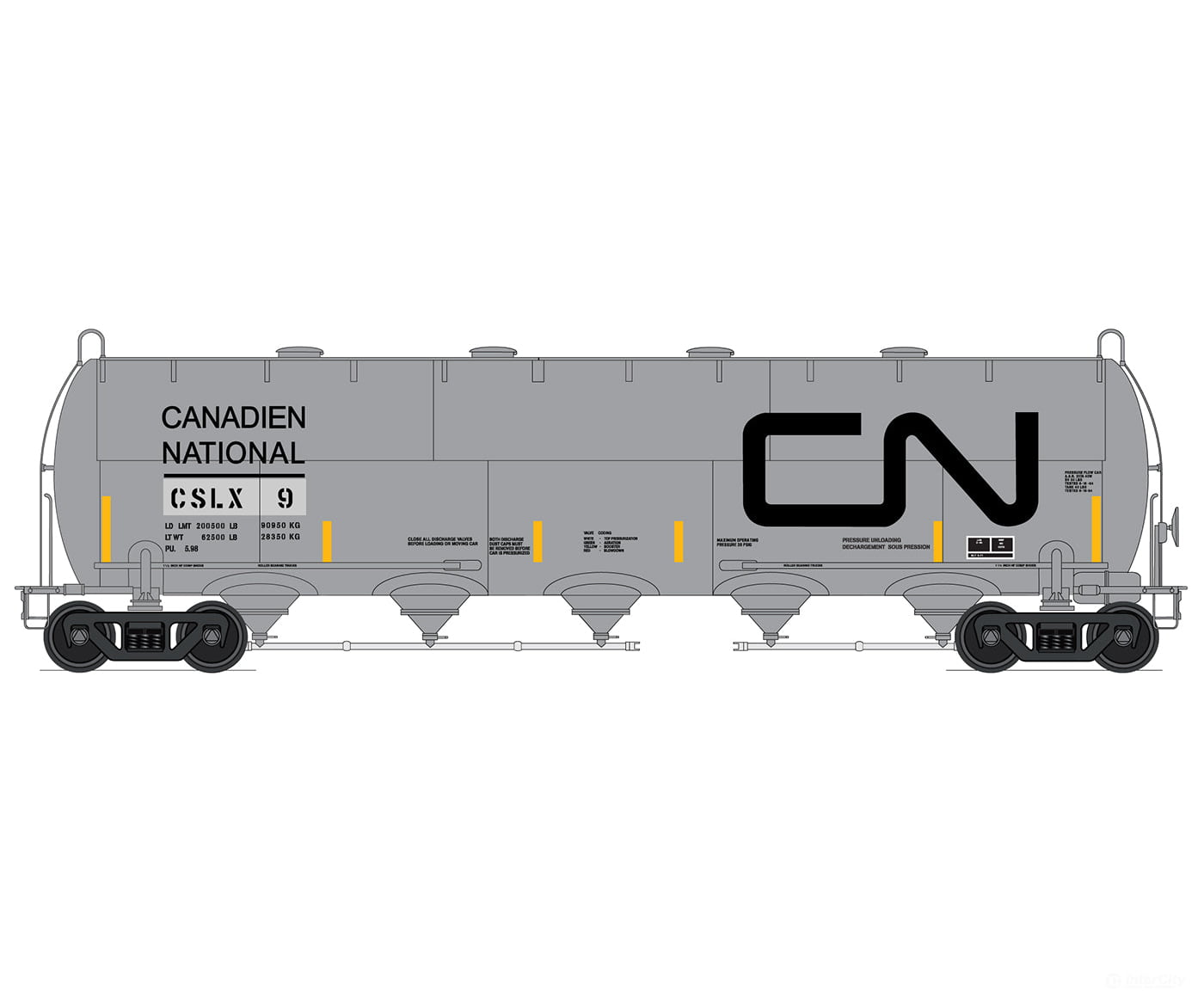 Intermountain HO 48912 Procor Pressure-Flow Hopper - Holcim Canada Ex-CN (gray Noodle Logo & Lettering) Freight Cars