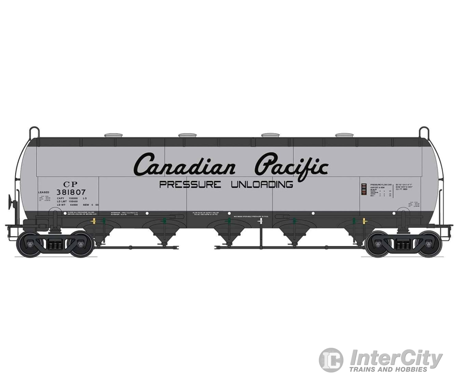 Intermountain HO 48914 Procor Pressure-Flow Hopper - Canadian Pacific (gray black Script Lettering) Freight Cars