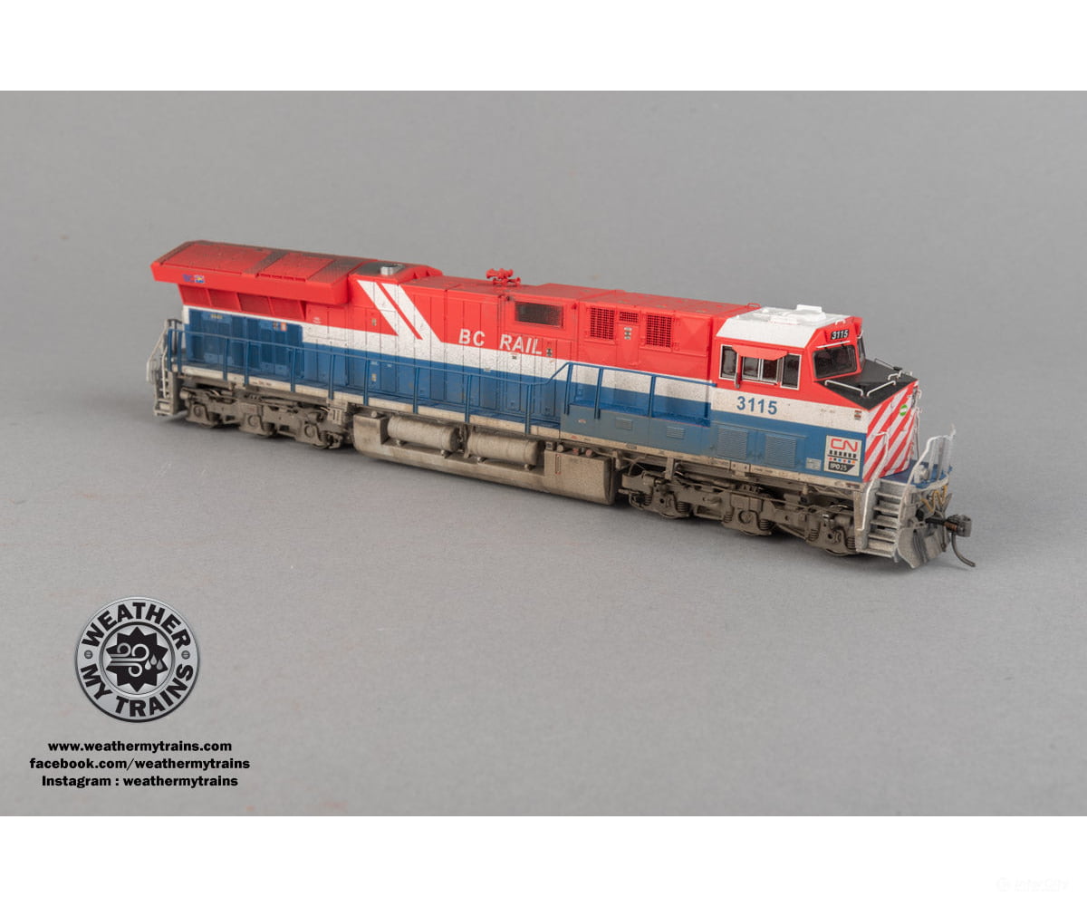 Intermountain HO 497110 GE ET44C4 Tier 4 - DCC - CN 3115 BC Rail Heritage - Custom Weathered by Weather My Trains