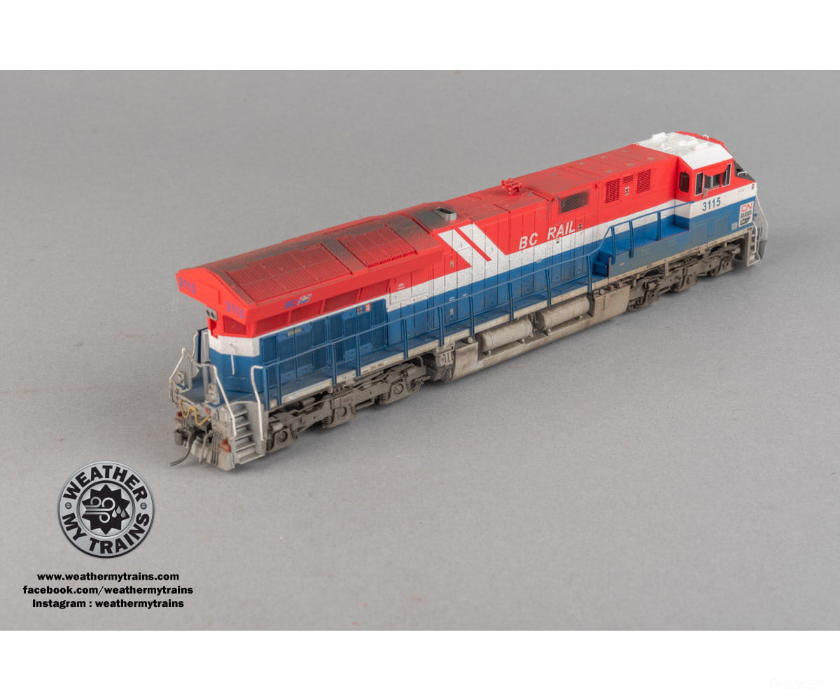 Intermountain HO 497110 GE ET44C4 Tier 4 - DCC - CN 3115 BC Rail Heritage - Custom Weathered by Weather My Trains