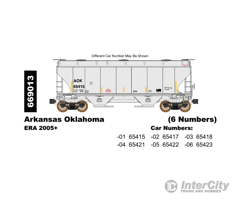 Intermountain N 669013 Trinity 3281 Covered Hopper Arkansas Oklahoma AOK (Assort. Road #s) Freight Cars