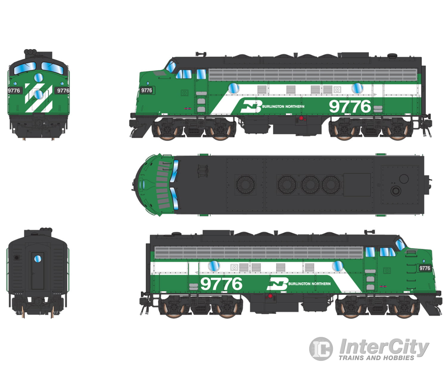 Intermountain N 69248S Emd F7A W/Loksound & Dcc - Burlington Northern (Cascade Green White Hockey