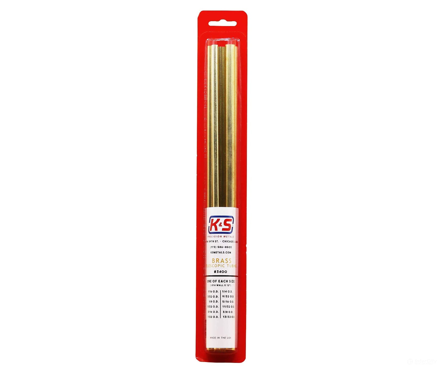 K&S Metals 3400 Brass Telesopic Tubing (.014 Wall X 12) 12Pcs (1/16 - 13/32 Od) & Metal