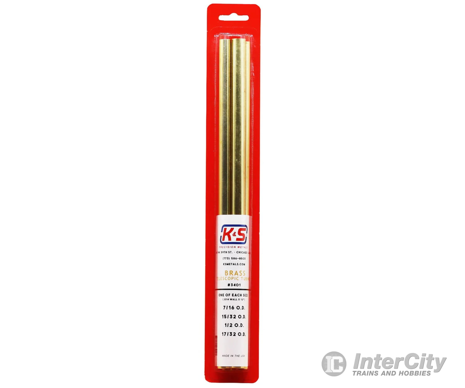 K&S Metals 3401 Brass Telesopic Tubing (.014 Wall X 12) 4Pcs (7/16 - 17/32 O.d) & Metal