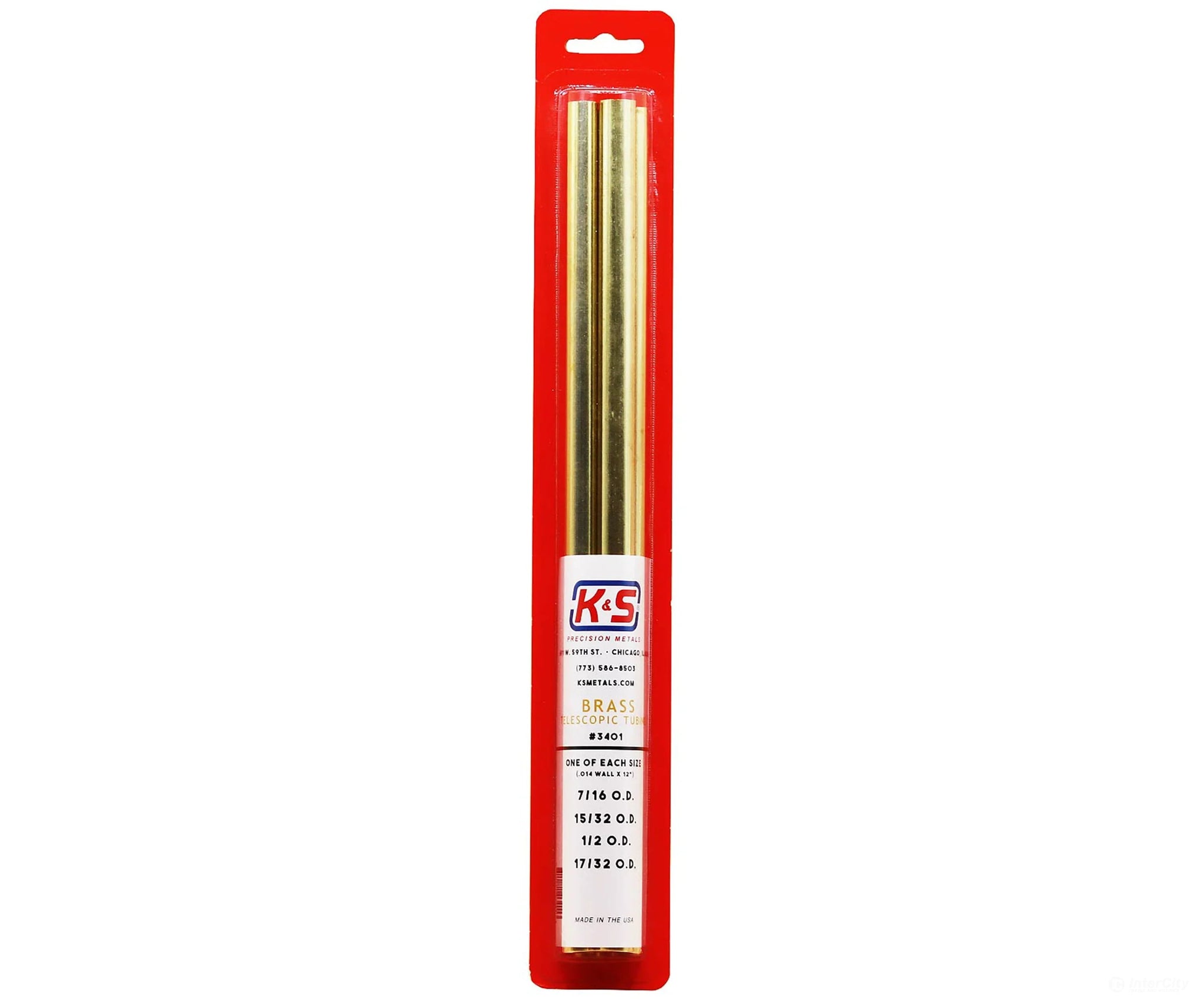 K&S Metals 3401 Brass Telesopic Tubing (.014 Wall X 12) 4Pcs (7/16 - 17/32 O.d) & Metal