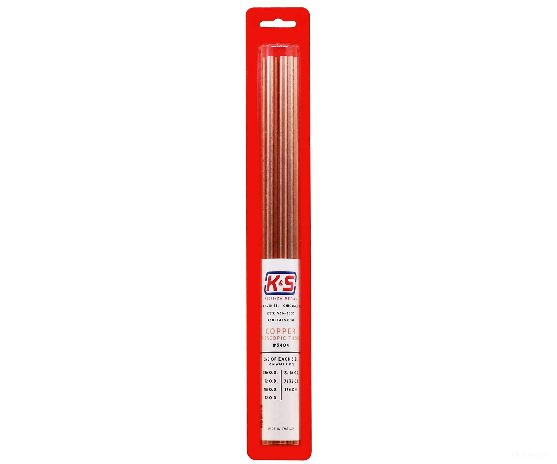 K&S Metals 3404 Copper Telesopic Tubing (.014 Wall X 12) 7Pcs (1/16 - 1/4 O.d.) Brass & Metal