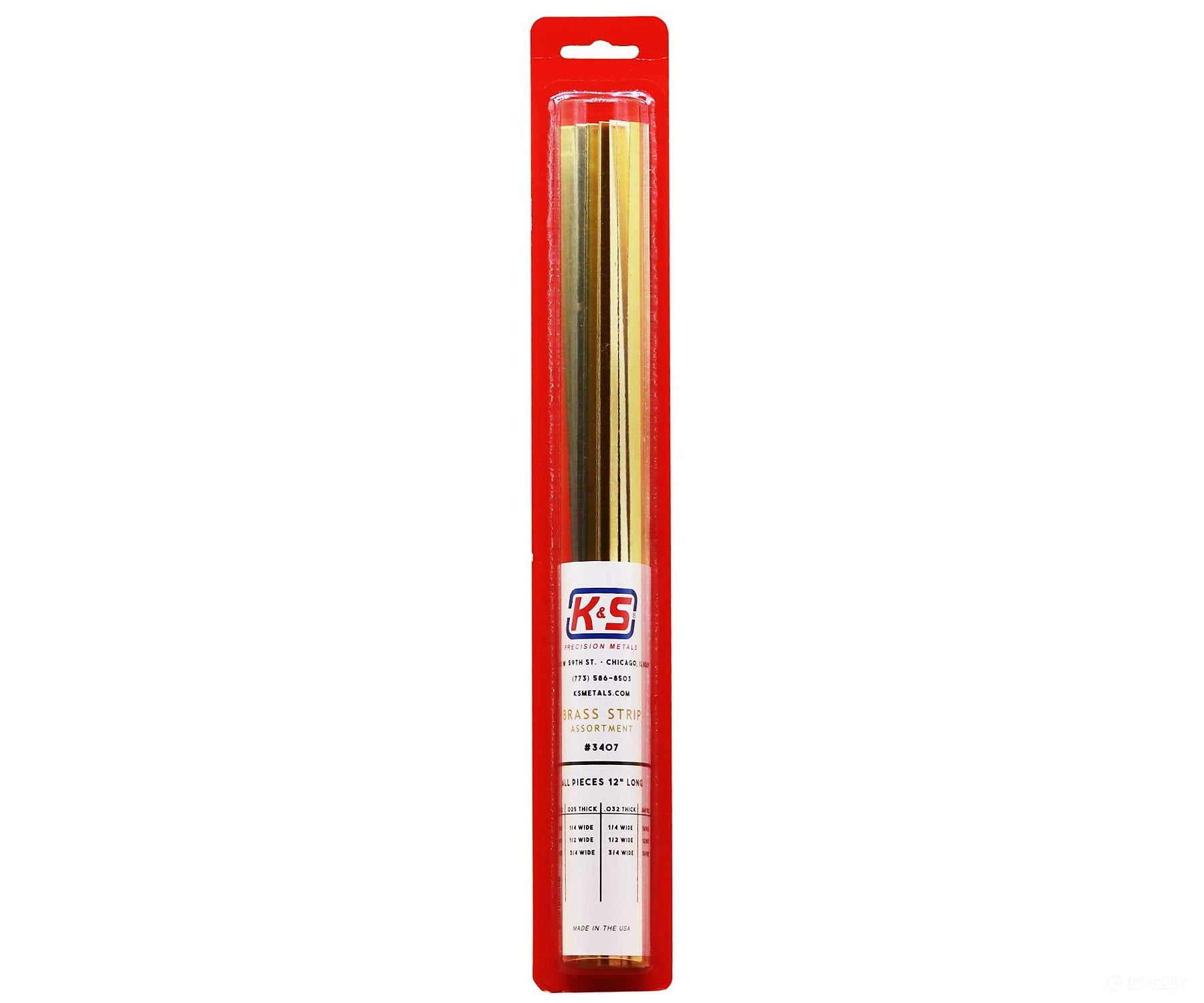 K&S Metals 3407 Brass Strips .016/.025/.032/.064 Thick: 1/4 1/2 3/4 & Metal