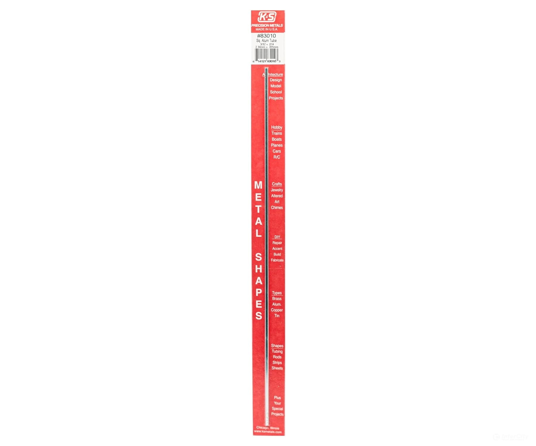 K&S Metals 83010 3/32X.014 Square Aluminum Tube (1/Pk) Brass & Metal