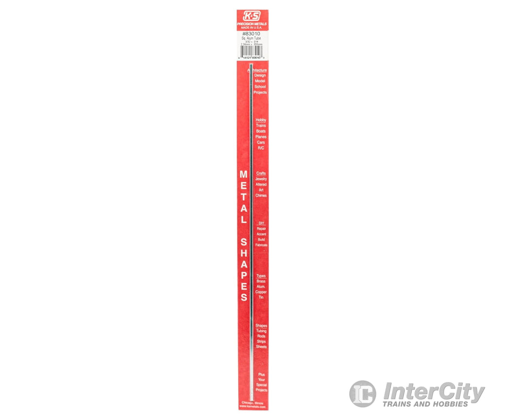 K&S Metals 83010 3/32X.014 Square Aluminum Tube (1/Pk) Brass & Metal
