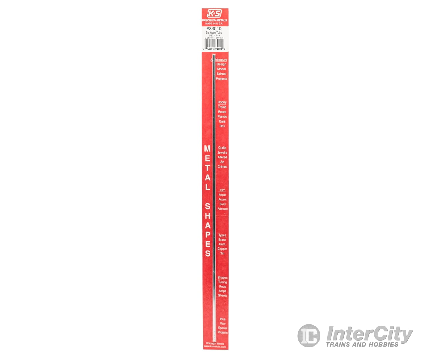 K&S Metals 83010 3/32X.014 Square Aluminum Tube (1/Pk) Brass & Metal