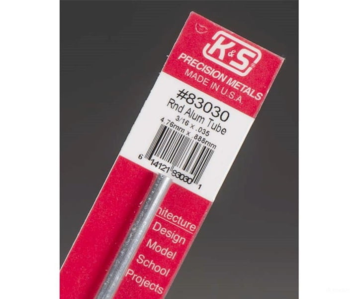 K&S Metals 83030 3/16X.035 Round Aluminum Tube (1/Pk) Brass & Metal