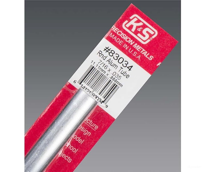 K&S Metals 83034 7/16 X.035 Round Aluminum Tube (1/Pk) Brass & Metal