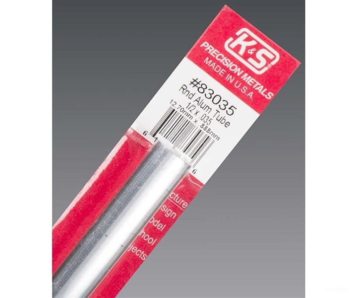 K&S Metals 83035 1/2 X.035 Round Aluminum Tube (1/Pk) Brass & Metal