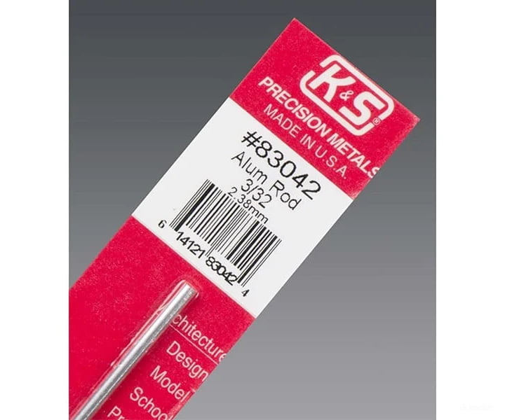 K&S Metals 83042 3/32 Aluminum Rod (1/Pk) Brass & Metal