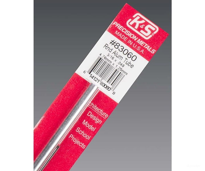 K&S Metals 83060 3/16 X.049 Round Aluminum Tube (1/Pk) Brass & Metal