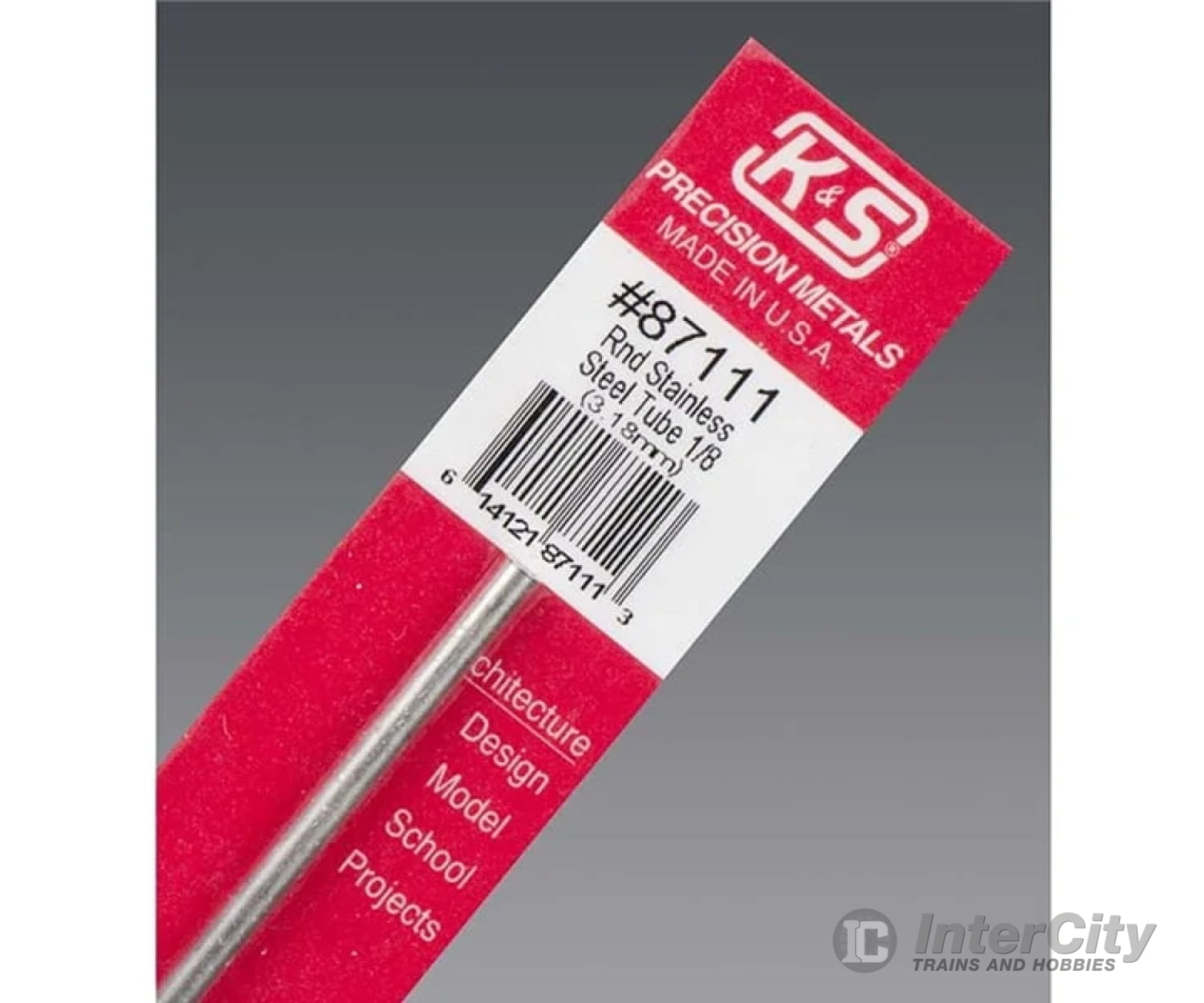 K&S Metals 87111 1/8 Round Tube Stainless Steel (1/Card) Brass & Metal