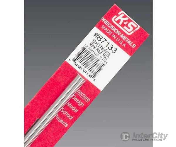 K&S Metals 87133 3/32 Round Stainless Rod (2/Card) Brass & Metal