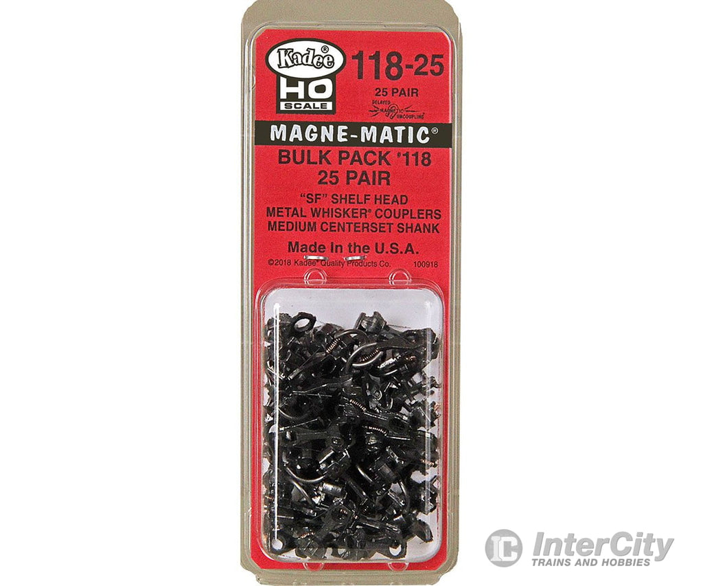 Kadee 11825 #118-25 Bulk Pack - 25 Pairs #118 Sf Shelf Whisker Metal Couplers -- Medium (9/32)