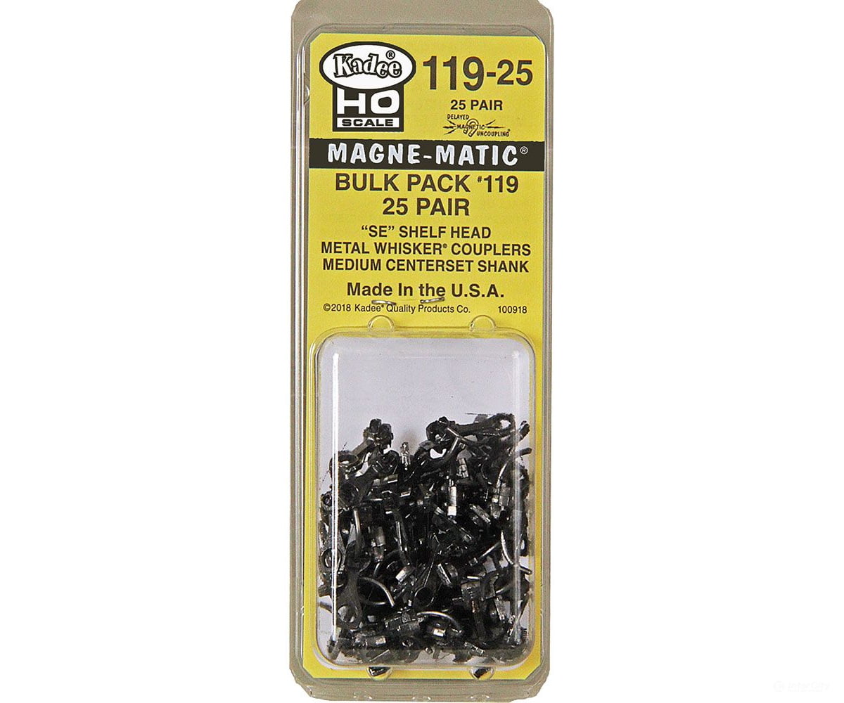 Kadee 11925 #119-25 Bulk Pack - 25 Pairs #119 Se Shelf Whisker(R) Metal Coupler -- Medium (9/32)