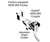 Kadee HO 52 NEM 363 European-Style Couplers - Medium - 2 Pair with NEM 363 to 362 & Bolt-On 363 Adapter Couplers &