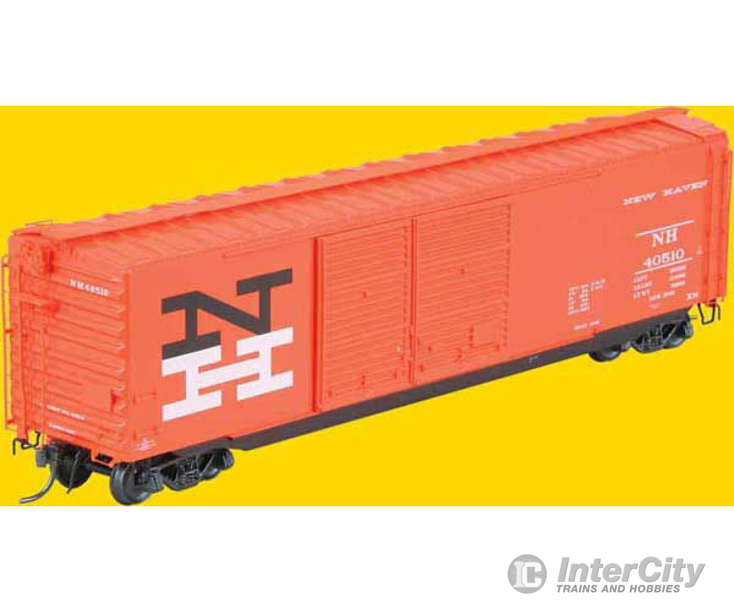 Kadee Ho 6721 50 Ps-1 Boxcar W/15 Youngstown Door -- New Haven #40510 (Orange W/White Lettering)