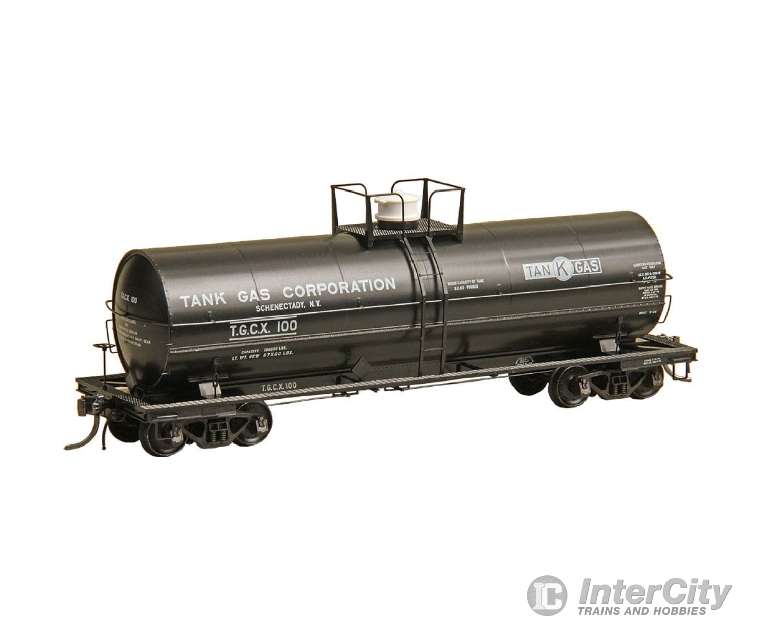 Kadee Ho 9017 Acf 11 000-Gallon Tank Car - Ready To Run -- Gas Corp. Tgcx 100 (Black) Freight Cars