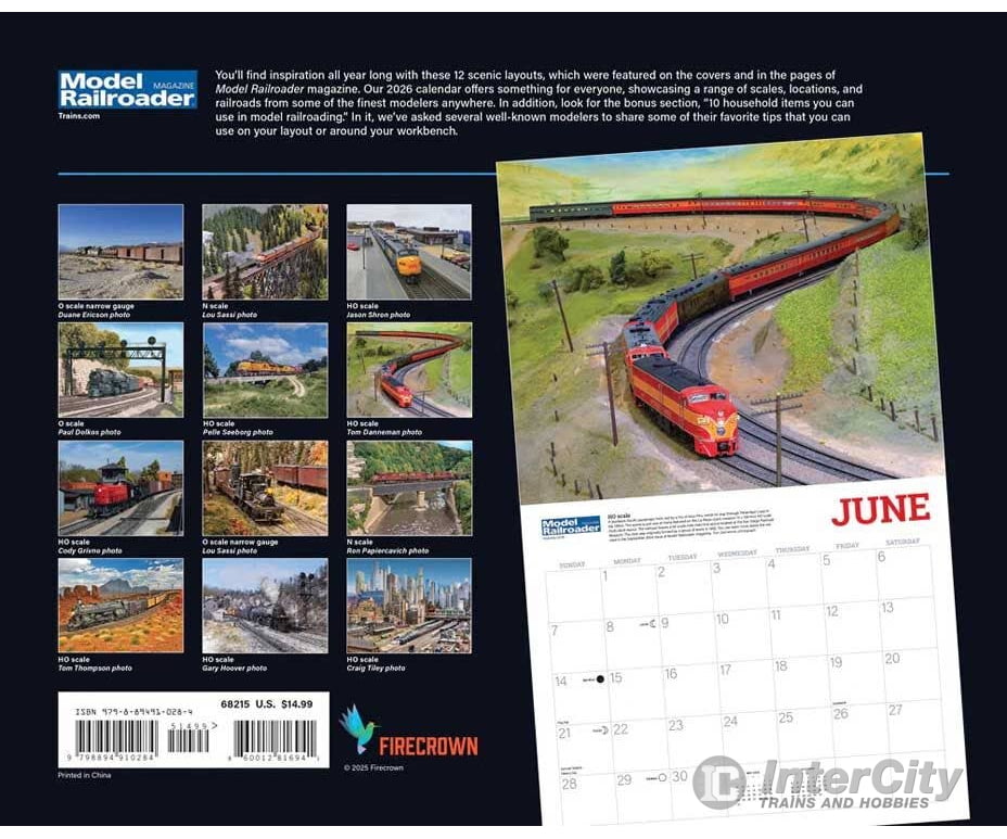 Kalmbach 68215 2026 Model Railroader Calendar - 12 Month Calendar 13 x 10-1/2’’ Calendars