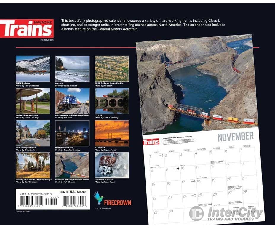Kalmbach 68216 2026 Trains Across America Calendar - 12 Month Calendar 13 x 10-1/2’’ Calendars