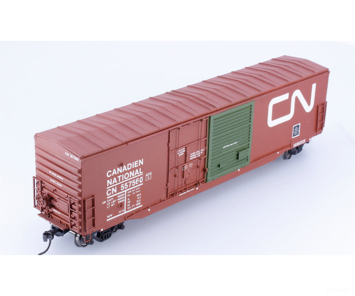 Kaslo Shops HK-3 HO 52’ 8’ Combo Plug Door Box Car Canadian National (CN) 557560 - Freight Cars