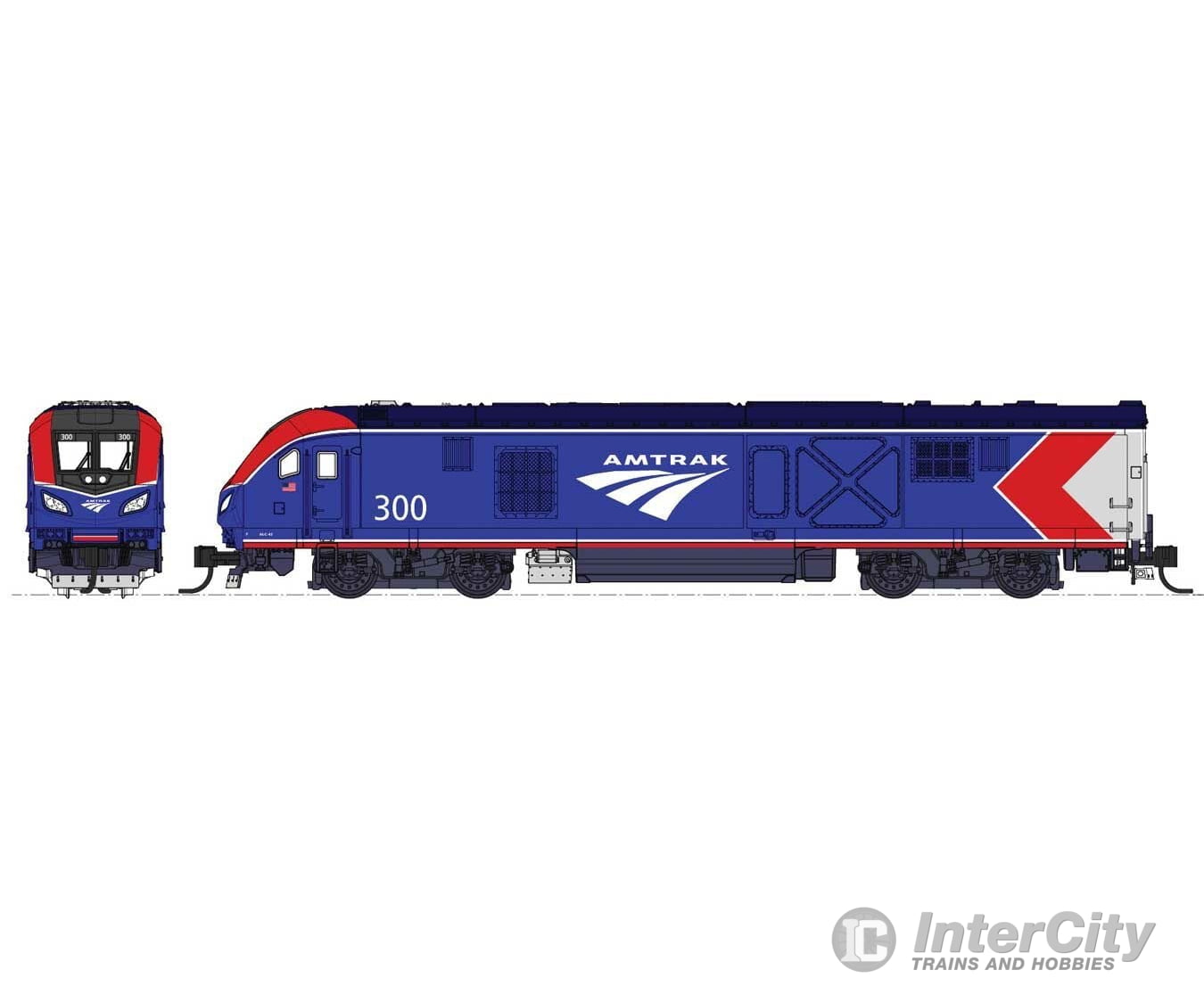 Kato 101788DCC Siemens ALC-42 Charger & 3 Cars Train-Only Set - DCC -- Amtrak #302, Sleeper, Coach, Coach-Baggage - Default Title (IC-381-101788DCC)