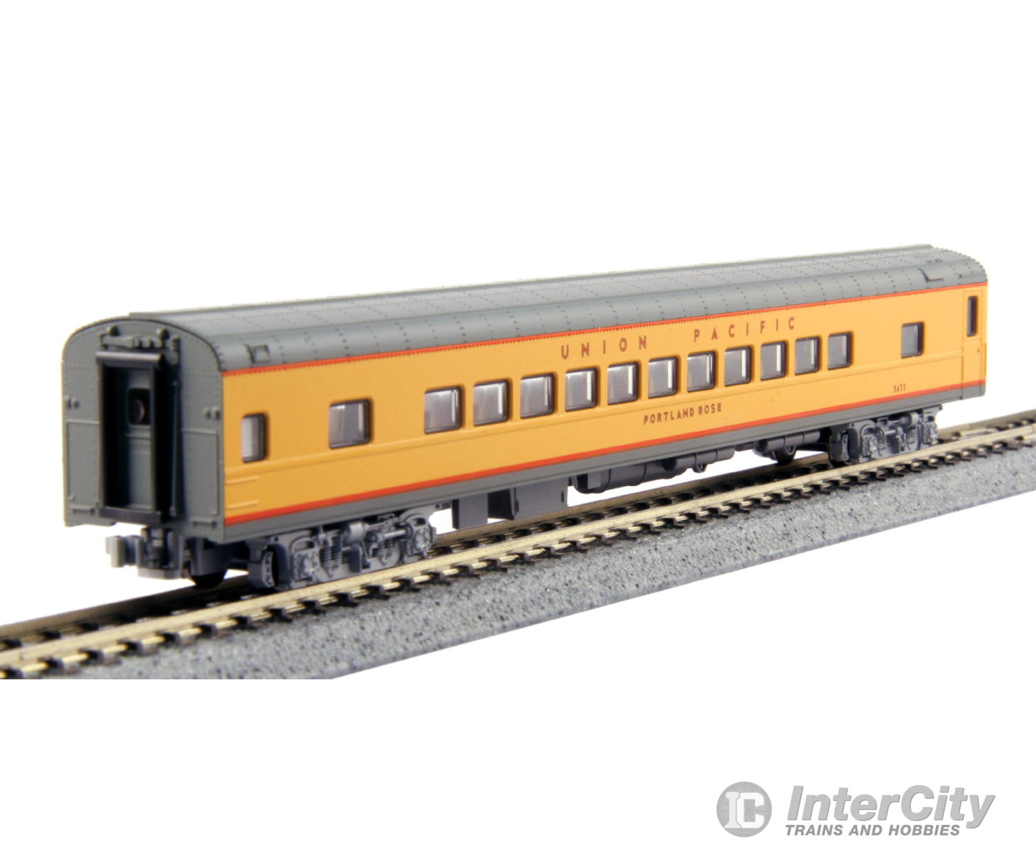 Kato 106-086 N Union Pacific Excursion Train 7-Car Set - Ready to Run --  Union Pacific (Armour Yellow, gray red)