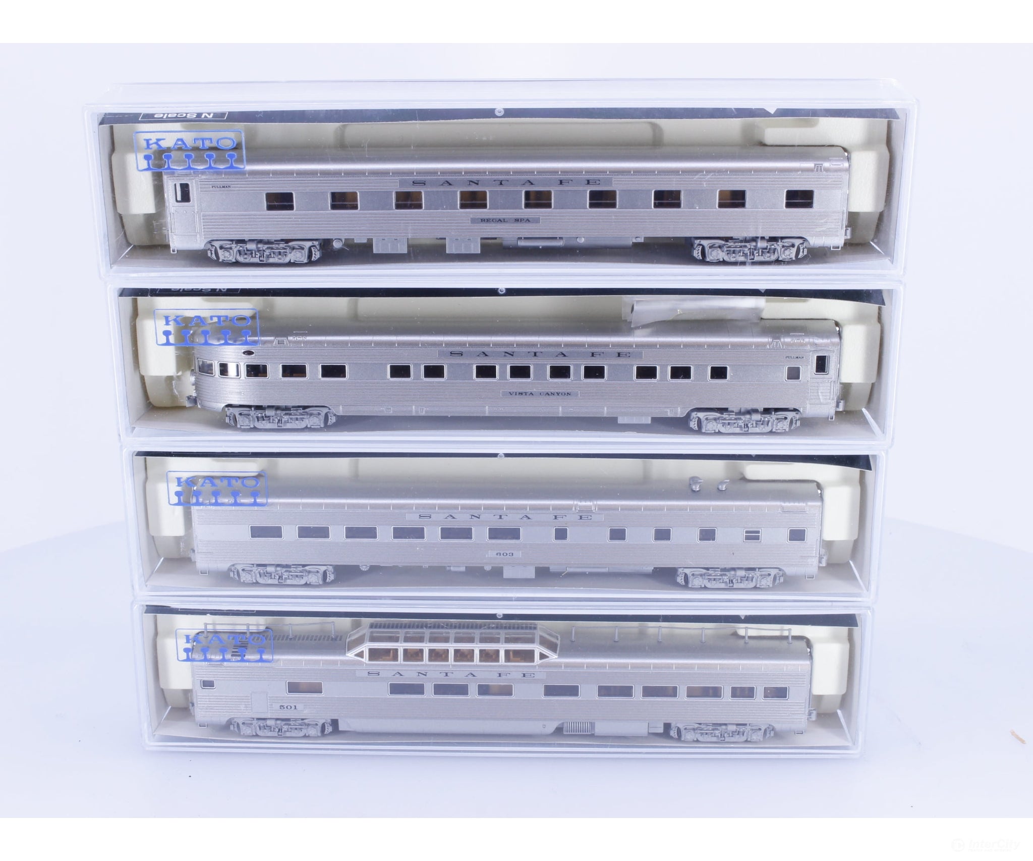 Kato 106-6001 N Super Chief 4 Car Set A Santa Fe (SF) Regal Spa Vista Canyon 603 501 - Passenger Cars