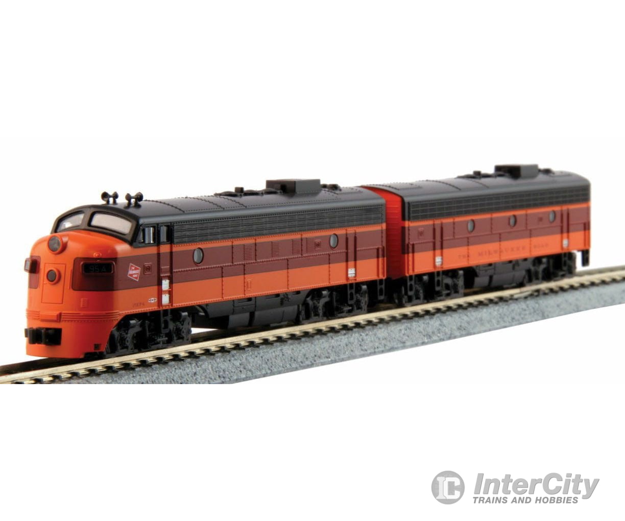 Kato 1060430DCC EMD FP7A-F7B Set - DCC -- Milwaukee Road #95A, 95B (orange, maroon) - Default Title (IC-381-1060430DCC)