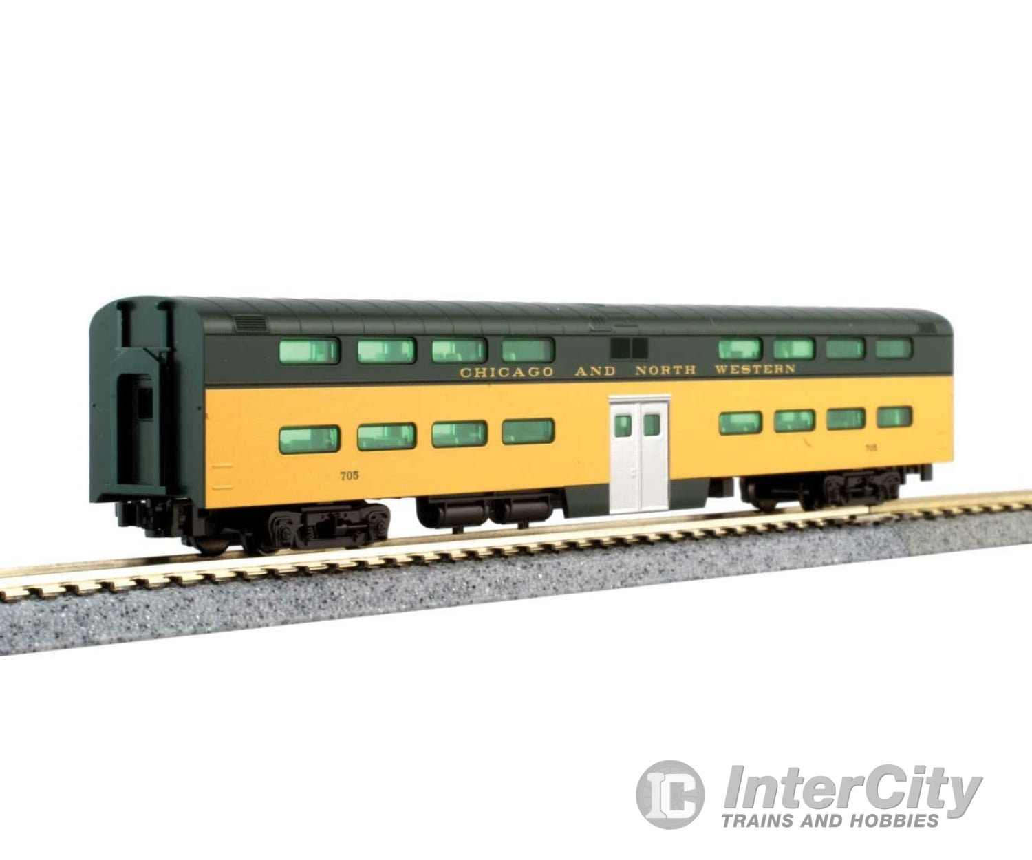 Kato 106104DCC CNW "400" EMD E8A and 5-Car Train-Only Set - DCC -- Chicago & North Western (yellow, green) - Default Title (IC-381-106104DCC)