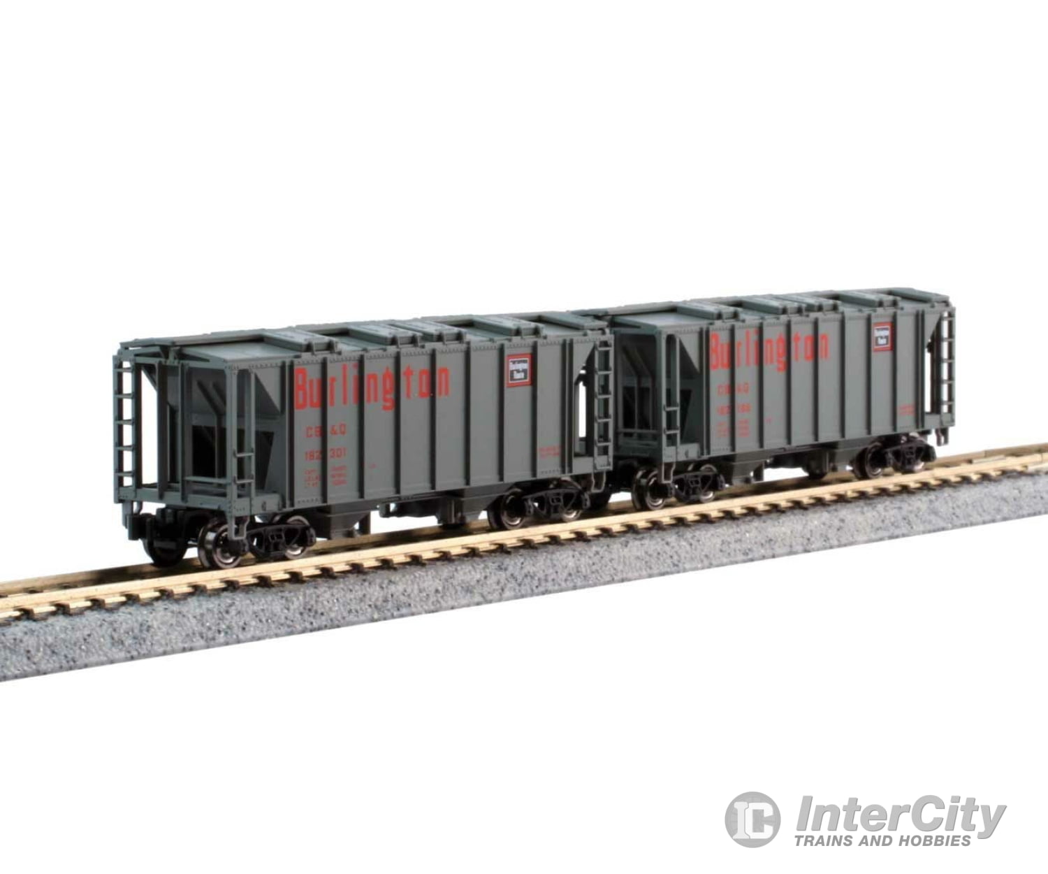 Kato 1064700 ACF 2-Bay Covered Hopper pkg(8) - Ready-to-Run - 2 Each of 4 Roadnames -- Santa Fe; Chicago, Burlington & Quincy; Union Pacific; Chesapeake & Ohio - Default Title (IC-381-1064700)