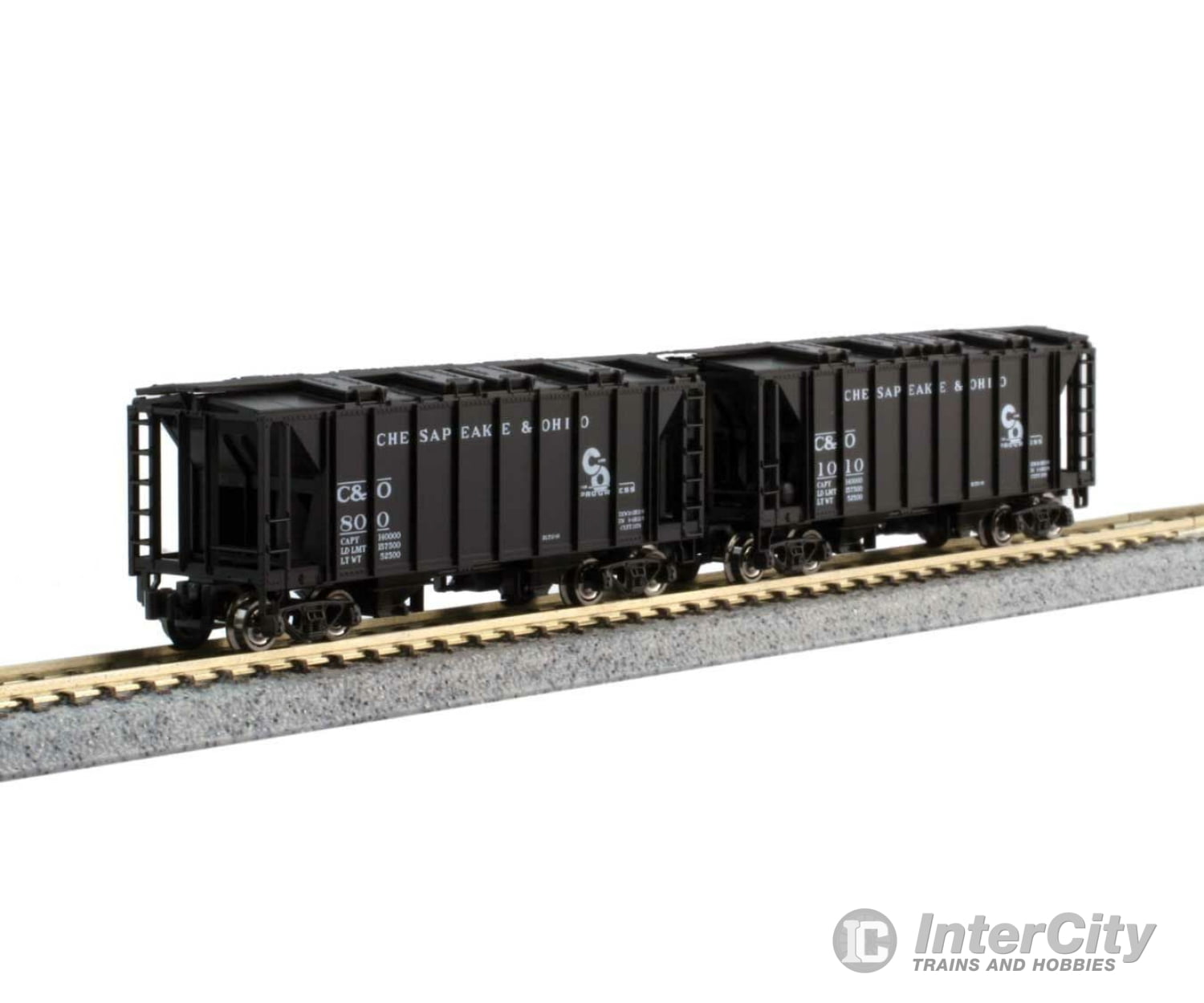 Kato 1064700 ACF 2-Bay Covered Hopper pkg(8) - Ready-to-Run - 2 Each of 4 Roadnames -- Santa Fe; Chicago, Burlington & Quincy; Union Pacific; Chesapeake & Ohio - Default Title (IC-381-1064700)